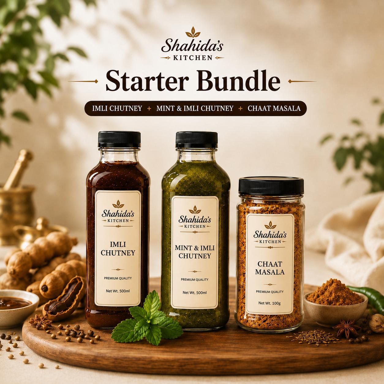 Shahida's Kitchen Starter Bundle - Imli Chutney, Mint & Imli Chutney and Chaat Masala gift set