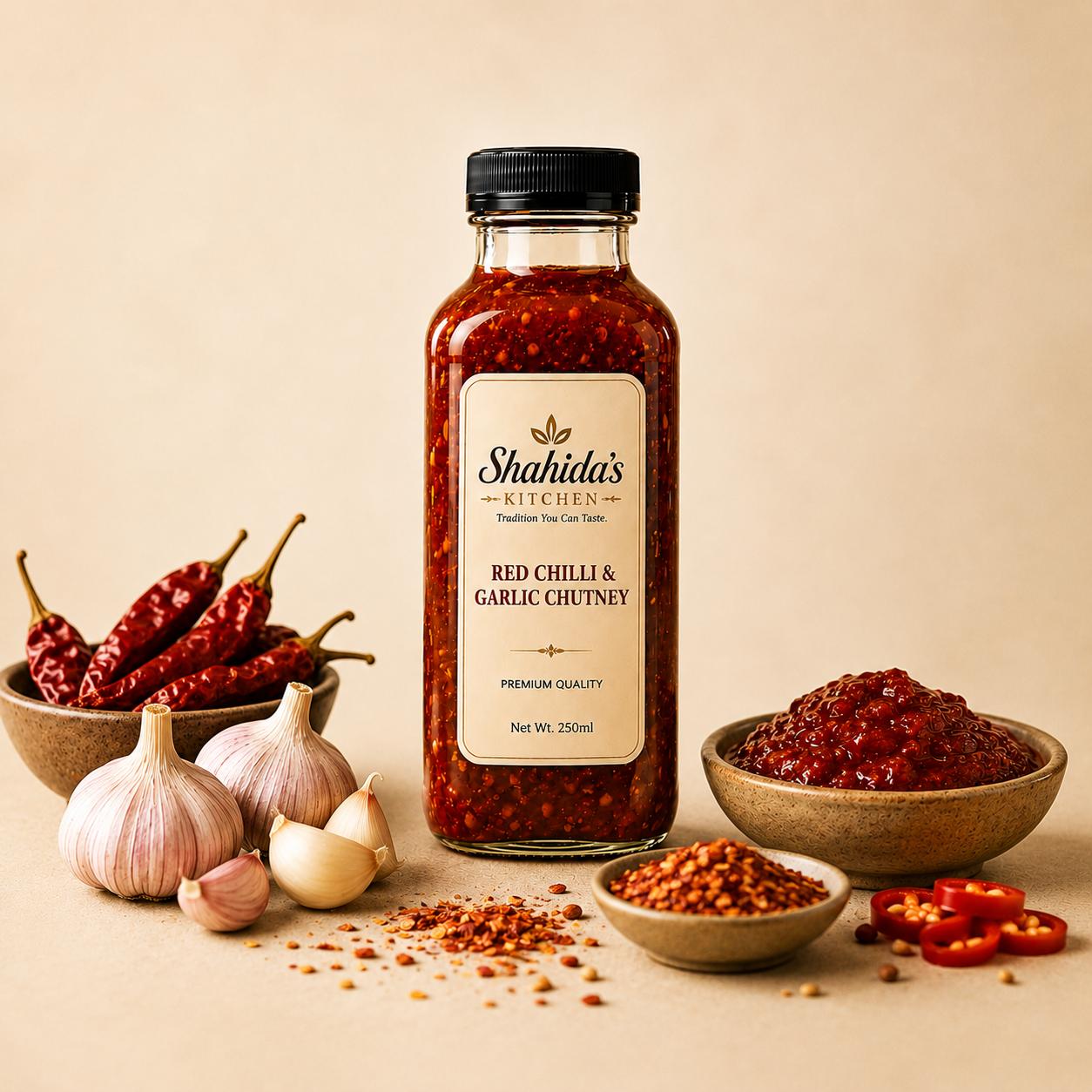 Shahida's Kitchen Pakistani chutneys - Imli, Mint & Imli and Red Chilli & Garlic