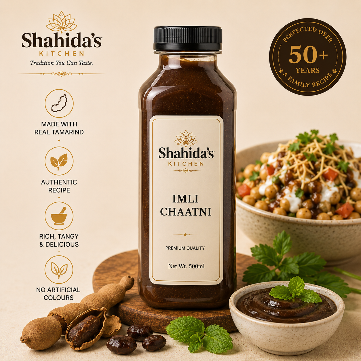Premium Imli Chaatni (500ml) Authentic Sweet & Tangy Tamarind Chutney for Snacks & Chaat